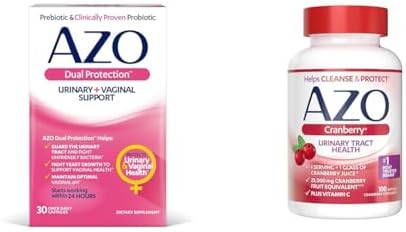 Azo Dual Protection Urinary + Vaginal Support Prebiotics And Probiotics For Women Starts Working Within 24 Hours Nongmo 30 Count