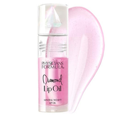 Physicians Formula Mineral Wear Diamond Lip Oil High-Shine Serum Hybrid With Diamond Dust Vitamin E and Mineral Powder Talc Cruelty and Vegan Pink Diamond