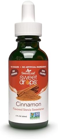 SweetLeaf Sweet Drops Flavored Stevia Liquid Sweetener Organic Stevia Extract Zero Calories Gluten Free Keto Friendly Non GMO Natural Flavors Sugar Alternative Cinnamon 2 Fl Oz (Pack of 1)