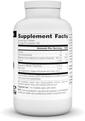 Source Naturals Magnesium Malate - 3750Mg Per Serving - Essential Magnesium Malic Acid Supplement - 180 Tablets