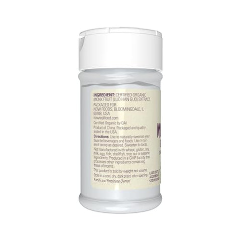 NOW Foods, Certified Organic Monk Fruit Extract Powder, w/ Scoop, 0.7 oz