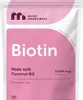 Micro Ingredients Biotin 10000 Mcg With Hyaluronic Acid 25 Mg Per Serving Made With Coconut Oil 365 Softgels 1 Per Day One Year Supply Non-Gmo & Gluten Free