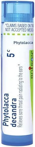 Boiron Phytolacca Decandra 5C For Sore Throat Pain Radiating To The Ears 80 Pellets