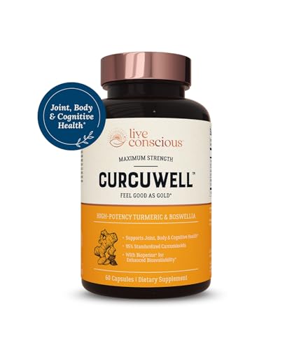 Live Conscious Curcuwell - Curcumin And Boswellia Blend Maximum Strength Joint Body And Cognitive Support - 60 Day Supply (2-Pack)