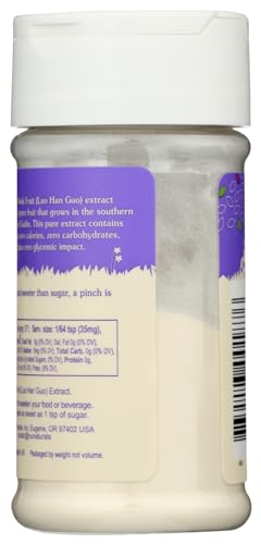 NuNaturals All-Natural Pure Monk Fruit Powder Plant-Based Sweetener, Zero-Calorie, Low Glycemic, .71 oz