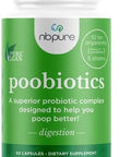 Nbpure Poobiotics Vegan Pre & Probiotics " Gut Health & Microbiome Balance Support For Men & Women " Supports Ibs Diarrhea Constipation Leaky Gut Relief " Lactobacillus & Bifidobacterium