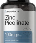 Horbaach Zinc Picolinate 100mg 180 Capsules High Potency NonGMO Gluten Free Zinc Supplement