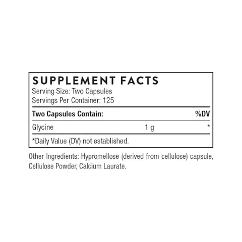 Thorne - Glycine - Supports Relaxation Stress Management Detoxification & Healthy Muscle Function - Amino Acid Supplement - Third-Party Certified - Gluten Dairy & Soy-Free 250 Capsules