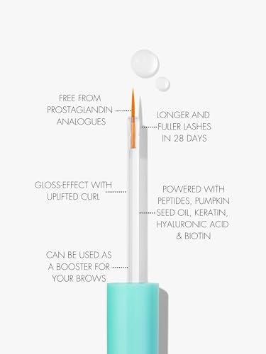 Sweed - Eyelash Growth Serum Lengthens With Peptides Biotin Pumpkin Seed Oil + Keratin Prostaglandin- Vegan Cruelty- Clean Beauty (0.10 Fl Oz 3 Ml)