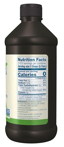 NOW Foods BetterStevia Organic Zero-Calorie Liquid Sweetener, Keto Friendly, Suitable for Diabetics, No Erythritol, 16-Ounce