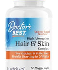 High Absorption Hair and Skin Complex Clinically Shown To Grow Thicker Healthier Hair In 3 Weeks Supports Hair Growth and Skin Health NonGmo Gluten Soy Vegan 60 Veggie Capsules