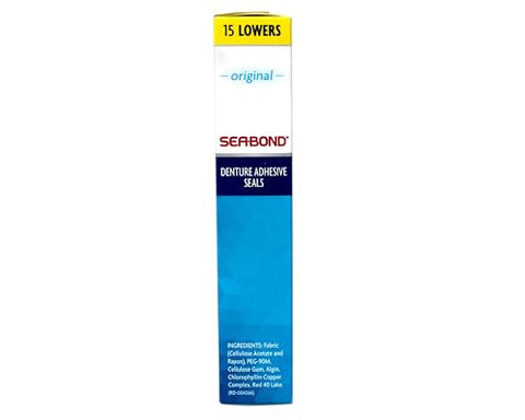 Sea-Bond Secure Denture Adhesive Seals Original Lowers Zinc-Free All-Day-Hold Mess-Free 15 Count 3 Pack