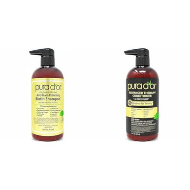Pura D'Or Anti-Thinning Biotin Shampoo Clinically Tested Dht Blocker & Advanced Therapy Conditioner (16Oz) For Increased Moisture Strength