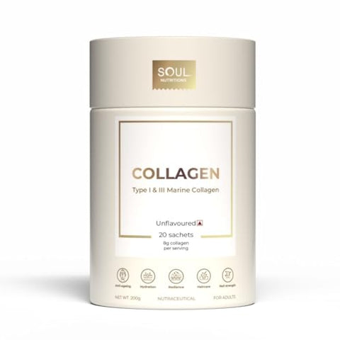 Soul Nutritions 100 Pure Marine Collagen Protein Unflavored 20 Servings Sugar Free - For Hair Skin And Nails - Type I & Iii Peptides Sugar Dairy Preservative-& Gmo-Free Perfect For Drinks & Smoothies
