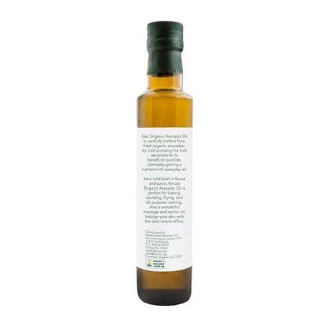 Kevala Organic Avocado Oil - 8.5 oz - 250 ml - Cold Pressed - Avocado Oil for Cooking - Organic Vegetable - High Smoke Point Ã¢â‚¬â€œ For Skin and Hair