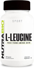 Nutrabio 100% Pure L-Leucine - Muscle Recovery and Support - Naturally Fermented Form Amino Acid - Vegan Non-GMO Gluten - 400mg 180 Capsules