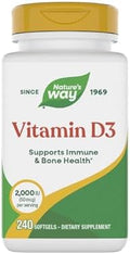 NatureS Way Vitamin D3 Extra Strength(1) Supports Bone Health And Immune Function 2000 Iu (50 Mcg Per Serving) 240 Softgels (Packaging May Vary)