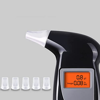Tyenaza Breath Alcohol Tester Black Portable Sensitive High Accuracy Air Blowing Alcohol Tester With 5 Mouthpieces For Personal & Professional Use