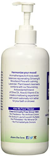 Kiss My Face Antistress Woodland Pine & Ginseng Shower Gel Rejuvenate Your Mood With Ginseng & Woodland Pine Antioxidant Blend Of Olive Oil Aloe & Vitamin E 16 Fl Oz Bottle