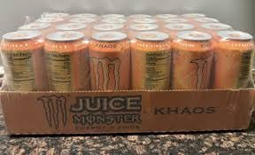 Monster Khaos Energy Drink + Juice, 16 fl oz Cans, 24 Count Pack (EXP: 9/2026) Discontinued/Rare Khaos