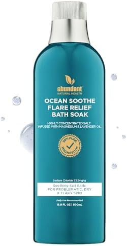 Abundant Natural Health Ocean Soothe Flare Relief Bath Soak with Highly Concentrated Pure Magnesium Salts and Lavender Oil to Help Relieve Problematic and Dry Skin, Safe for Sensitive Skin, 500mL