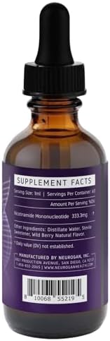 Neurogan Liposomal Nmn Liquid Drops Supplement " Nicotinamide Adenine Dinucleotide Precursor Cellular Energy & Focus " 333.3 Mg Nicotinamide Mononucleotide Per Serving Wild Berry Flavor 60 Servings