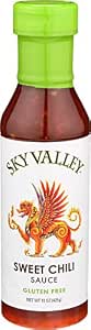 Sky Valley Sweet Chili Sauce - Mild Heat, Thai Sweet Chili Sauce, Used as Eggroll Sauce or Spring Roll Dipping Sauce, Gluten-Free, Non-GMO Verified, Plant-Based, Sweet Spicy Chili Sauce - 14.5 Oz