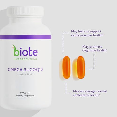 Biote Nutraceuticals - Omega 3 Coq10 - Heart Brain (90 Gel Caps)