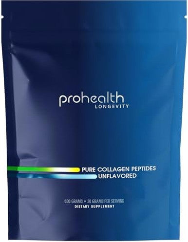 Prohealth Pure Collagen Peptides Powder 600 Grams Supports Hair Nail Skin Bone Joint Health And Longevity Grassfed Pastureraised Zero Sugar Unflavored Thirdparty Tested