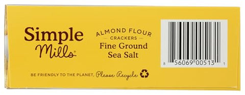 Simple Mills Almond Flour Crackers Fine Ground Sea Salt Gluten Vegan Healthy Snacks 4.25 Ounce (Pack of 1)