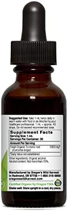 Oregon'S Wild Harvest Turmeric Fresh 1:1 Organic Herbal Supplement 1 Fluid Ounce