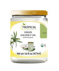 Tropical Goodness Organic Liquid Coconut Oil 16oz ÃƒÂ¢Ã¢â€šÂ¬Ã¢â‚¬Å“ Glass Jar - No Plastic, Cold Pressed, Non-GMO, Gluten-Free, for Cooking, Baking, Skin & Hair