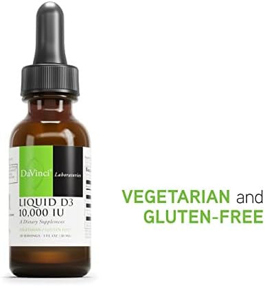 Davinci Labs Liquid D3 10000 Iu With Vitamin D3 Gluten & Vegetarian 1 Fl Oz (30 Servings)