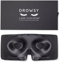 Drowsy Eyelash Protecting Silk Sleep Mask For Natural Lashes & Extensions. Deep Eye Cups Zero Pressure Total Blackout Full Wraparound (Moonlight Shadow)