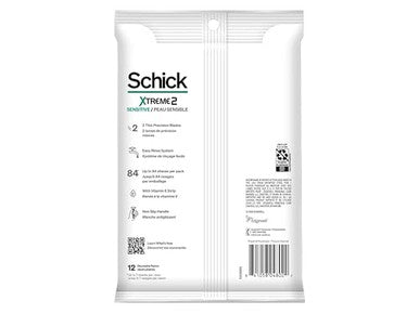 Schick Xtreme 2-Blade Sensitive Men'S Disposable Razors 12 Ct With Vitamin E Strips Non Slip Handle - 2 Pack