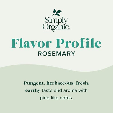 Simply Organic Whole Rosemary Leaf, 1.23 Ounce, Pungent, Herbaceous, Fresh Earthy Taste & Aroma, Kosher, Certified Organic | Pungent, Herbaceous, Fresh Earthy Taste & Aroma, Kosher, Certified Organic