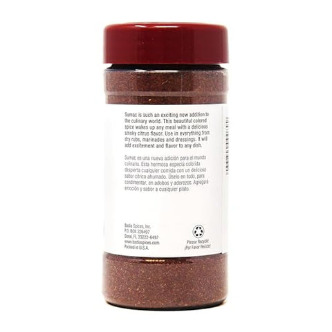 Badia Sumac Spice, 4.75 oz - Ground Sumac Seasoning, Tangy Citrus, Authentic Flavor, Gluten Free, Kosher