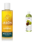Jason Skin Oil Vitamin E 5000 Iu All Over Body Nourishment 4 Oz & Now Solutions Grapeseed Oil Skin Care For Sensitive Skin Light Silky Moisturizer For All Skin Types 16-Ounce