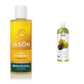 Jason Skin Oil Vitamin E 5000 Iu All Over Body Nourishment 4 Oz & Now Solutions Grapeseed Oil Skin Care For Sensitive Skin Light Silky Moisturizer For All Skin Types 16-Ounce