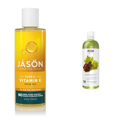 Jason Skin Oil Vitamin E 5000 Iu All Over Body Nourishment 4 Oz & Now Solutions Grapeseed Oil Skin Care For Sensitive Skin Light Silky Moisturizer For All Skin Types 16-Ounce