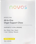 Novos Vital Nutritional Supplement Chews For Organ Liver Brain Eyes Heart Gut Support Nattokinase Lutein Inulin Rutin Tropical Flavor (120 Count)