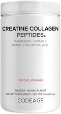 Codeage Creatine Collagen Peptides - Creatine Monohydrate Powder Supplement Wild-Caught Marine Collagen Biotin Magnesium Vitamin C Hyaluronic Acid - Mango Flavored - Non-Gmo 15 Oz