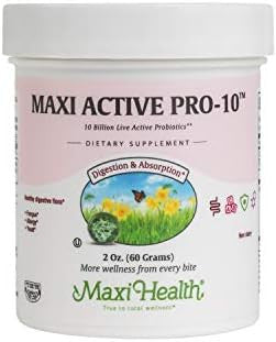 Maxihealth Active Pro10 Non Dairy Probiotic Healthy Digestive Flora 2 Ounce Powder Kosher