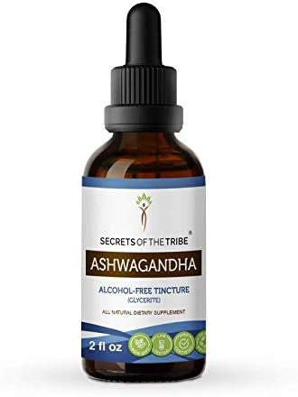 Secrets of the Tribe Ashwagandha Alcohol-Free Tincture (Glycerite) 664 mg Ashwagandha (Withania Somnifera) Dried Root (2 Fl Oz) Adaptogen Supplement