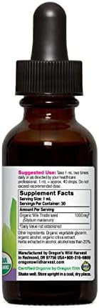 Oregon'S Wild Harvest Milk Thistle Elixir Low Alcohol Organic Herbal Supplement 1 Fluid Ounce