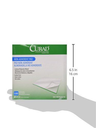 Curad Sterile Non Adherent Pads for gentle wound dressing and absorption without sticking 100 Count (Pack of 1)