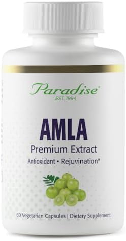 Paradise Herbs Organic Amla Extract With Vitamin C Ayurvedic Rejuvenator Gluten Non Gmo Vegan 60 Capsules