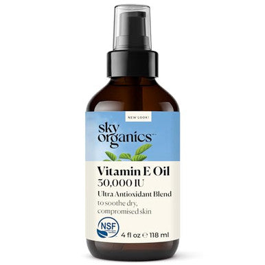 Sky Organics Vitamin E Oil Blend For Face Organic Antioxidant Facial Oil 30 000 Ius To Deliver Reparative Moisture And Soothe Dry Damaged Skin 100% Pure & Cold-Pressed 3.97 Fl Oz 117 Ml