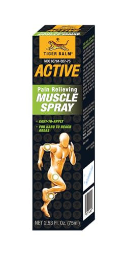 Tiger Balm Active Muscle Spray 2.53 Fl. Oz. Tiger Balm Muscle Rub Spray Analgesic For Back Discomfort & More Relieving For Soreness