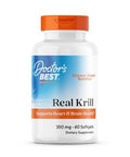 Doctor'S Best Real Krill Oil 350 Mg Supplement For Men & Women - Antarctic Krill Oil With Omega 3 Fatty Acids & Astaxanthin Natural Source Of Epa & Dha Supports Heart & Brain Health 60 Ct Softgels